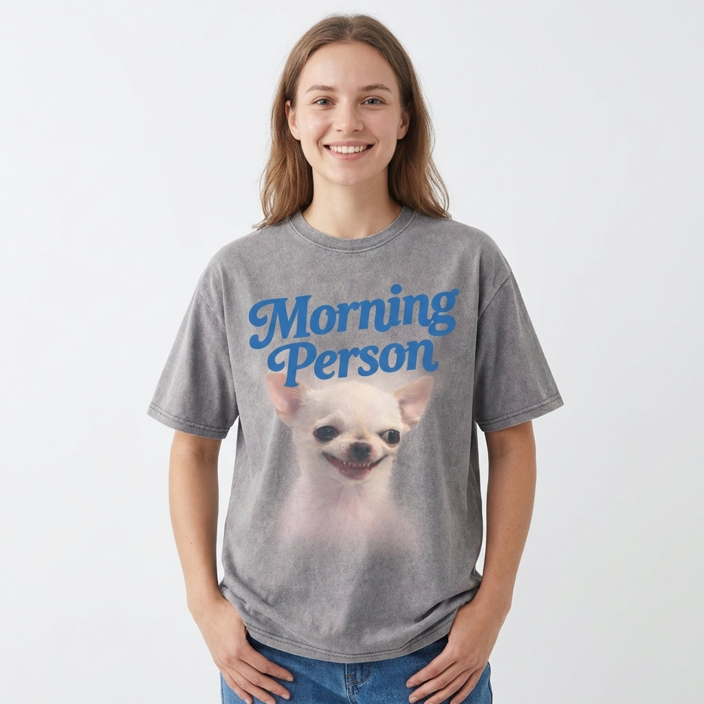 Morning Person Vintage Washed T-Shirt - Heavy Weight 100% Cotton