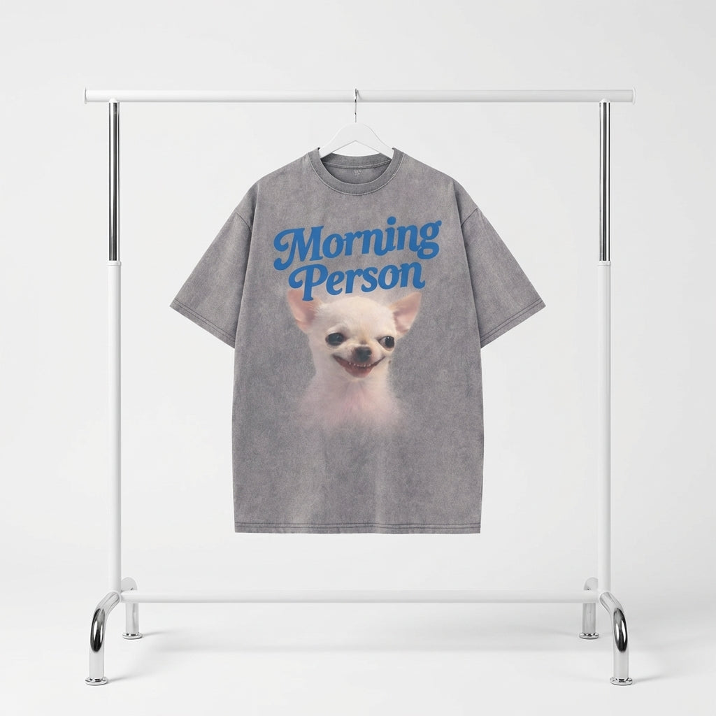 Morning Person Vintage Washed T-Shirt - Heavy Weight 100% Cotton
