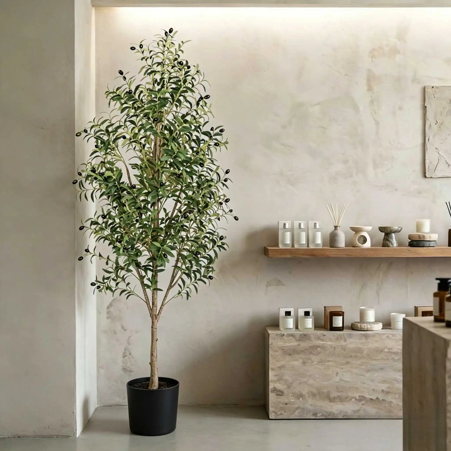 Realistic Artificial Olive Tree with Pot – No-Maintenance Indoor Decor