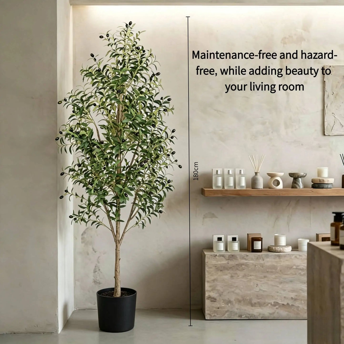 Realistic Artificial Olive Tree with Pot – No-Maintenance Indoor Decor