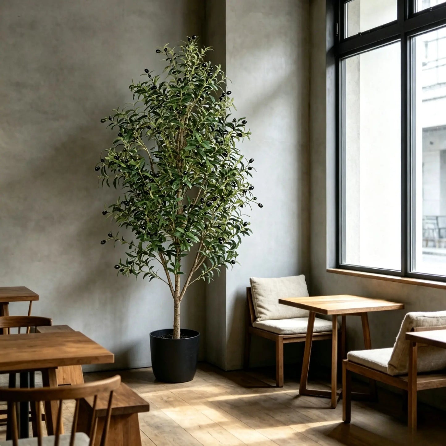 Realistic Artificial Olive Tree with Pot – No-Maintenance Indoor Decor
