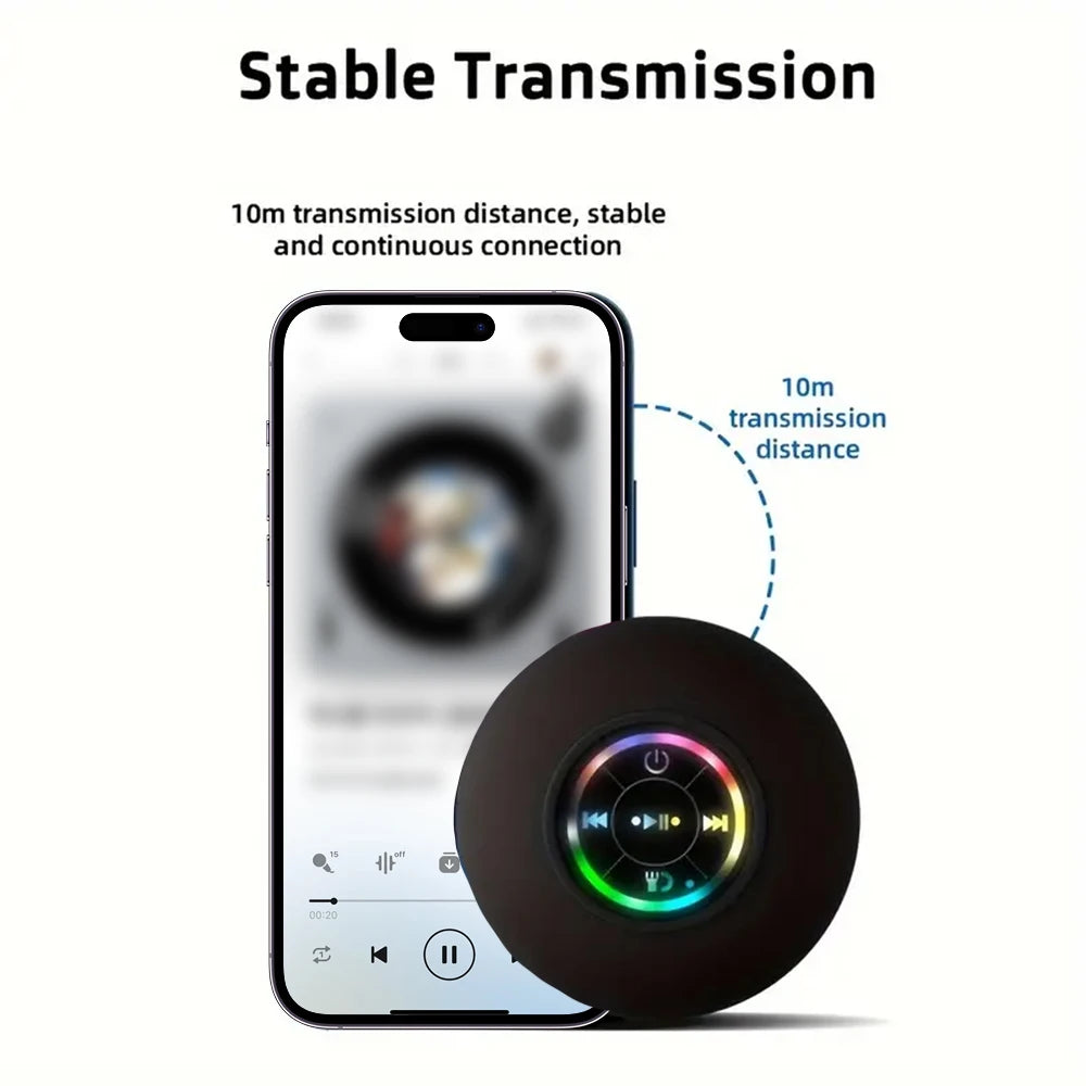 Portable Bluetooth Shower Speaker with LED Light