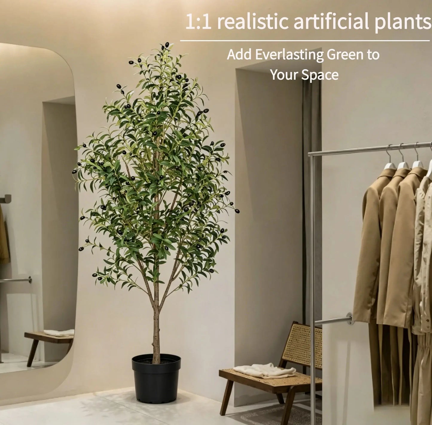 Realistic Artificial Olive Tree with Pot – No-Maintenance Indoor Decor