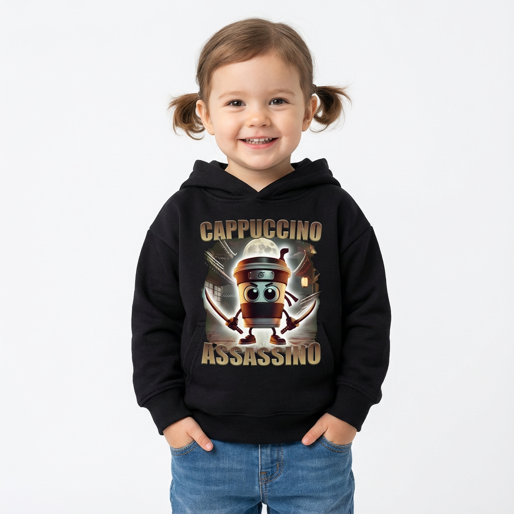 Sweatshirt Meme Viral Italian Brainrot Tendência Idades 3–14