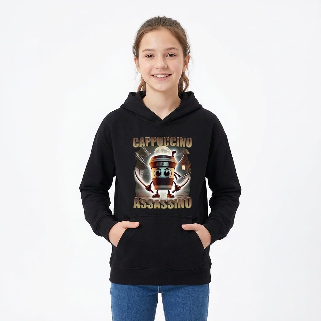 Sweatshirt Meme Viral Italian Brainrot Tendência Idades 3–14