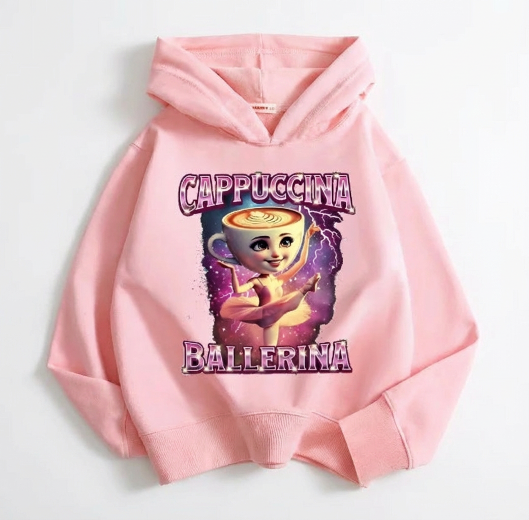 Sweatshirt Meme Viral Italian Brainrot Tendência Idades 3–14