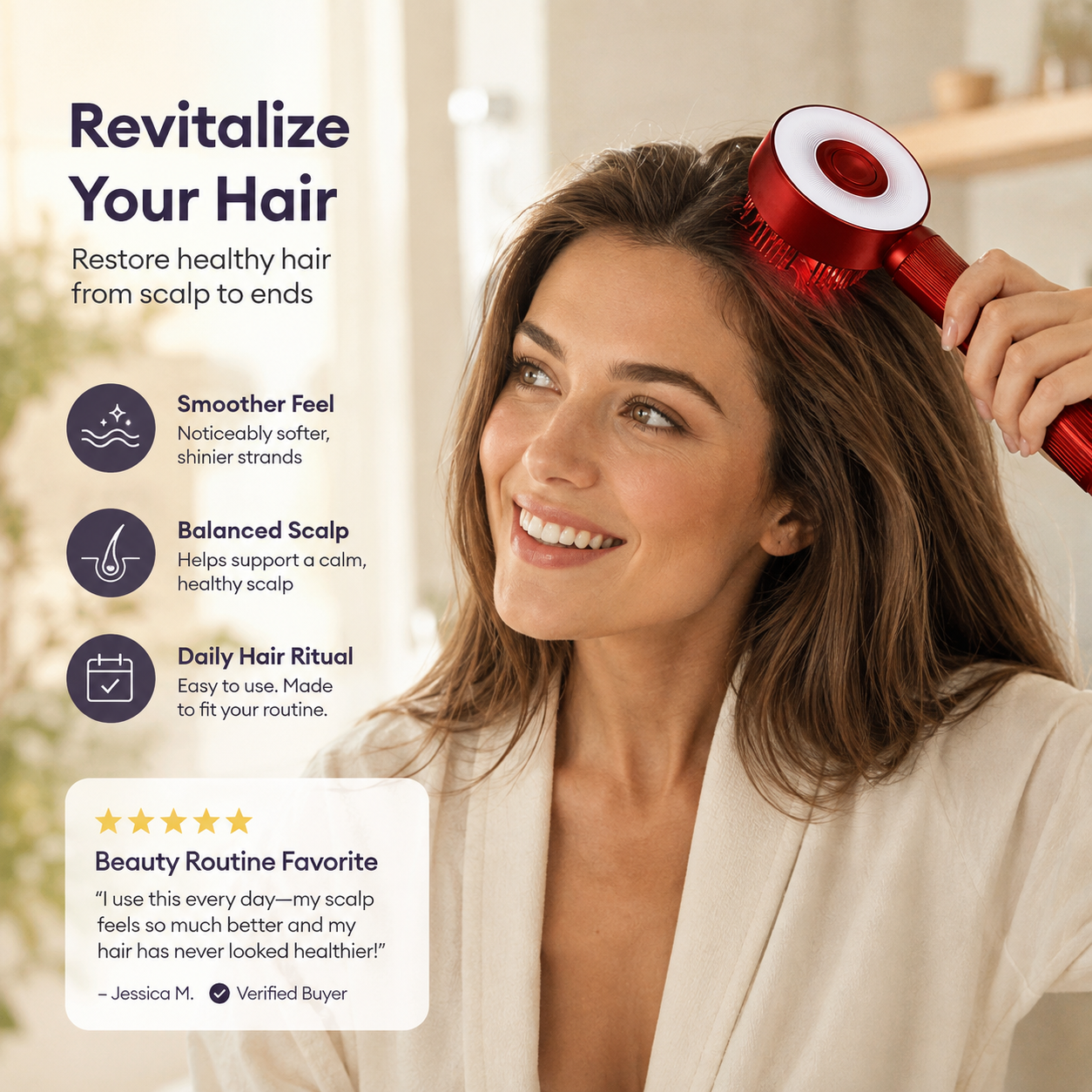 LED Scalp Care Massage Brush & Applicator