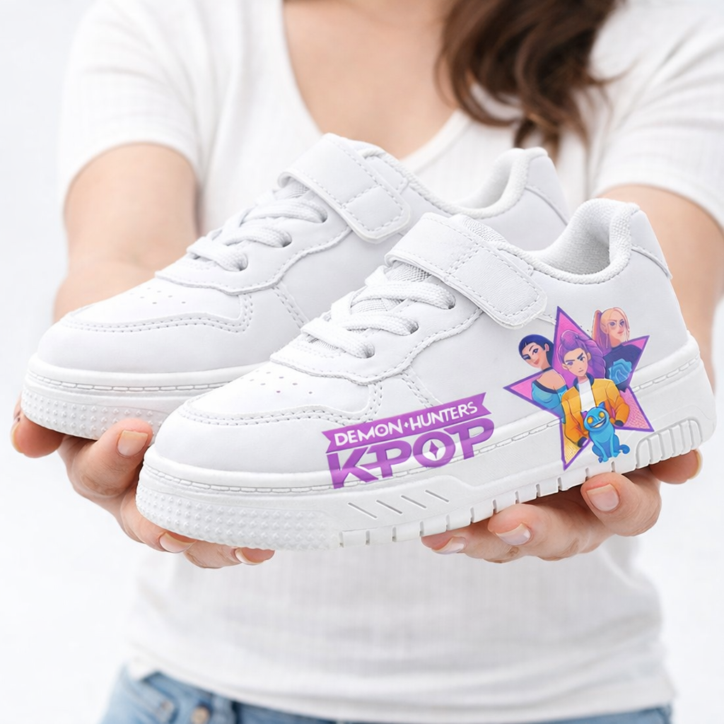 White KPop Sneakers for Ages 3 to 12