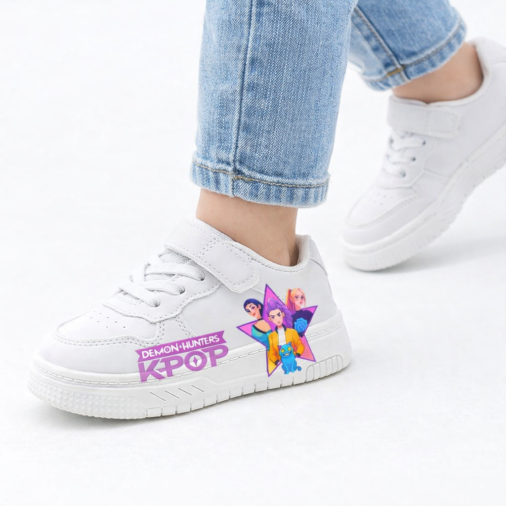 White KPop Sneakers for Ages 3 to 12
