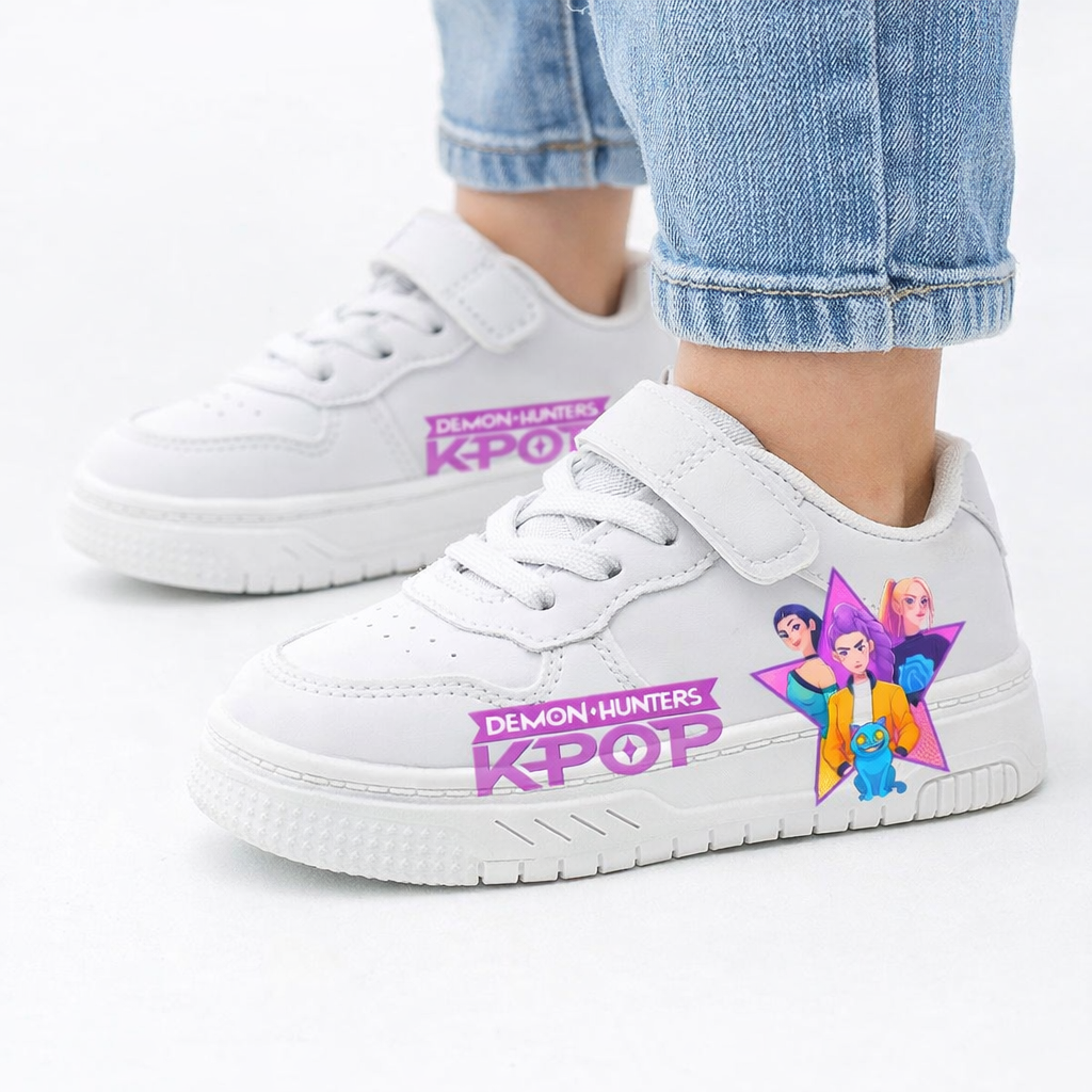 White KPop Sneakers for Ages 3 to 12